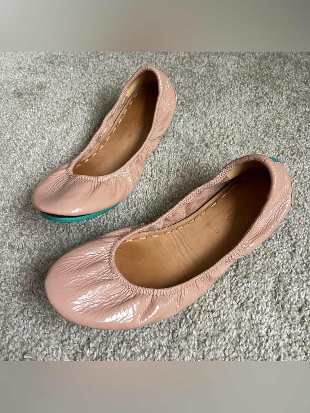 Tieks by Gavrieli Foldable Ballet Flats Nude Patent Leather Shoes Women’s 9